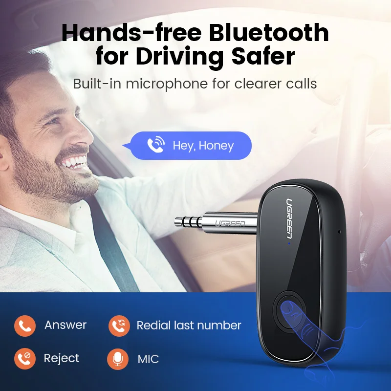 UGREEN Bluetooth Receiver 5.0 aptX LL 3.5mm AUX Jack Audio Wireless Adapter for Car PC Headphones Mic 3.5 Receptor | Электроника