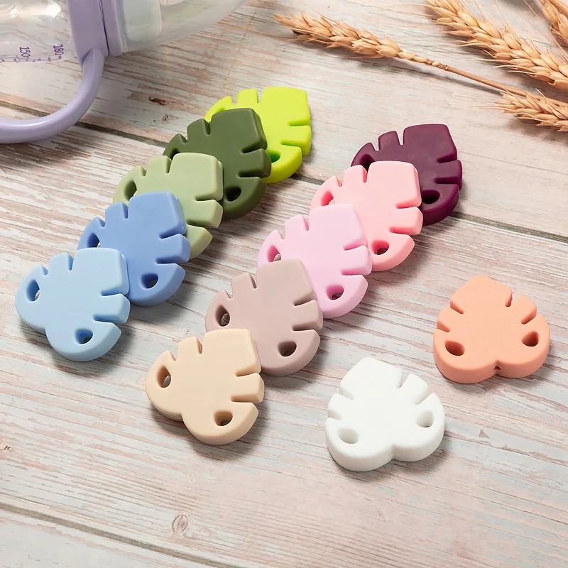 

TYRY.HU 1PC/5Pcs Leaf Shaped Beads DIY Pacifier chains Beads Necklace Baby Loose Bead Gift