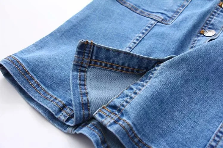 

Slim single-breasted pocket denim strap skirt Sheath Denim Casual Women Dress Spagnetti DZA304