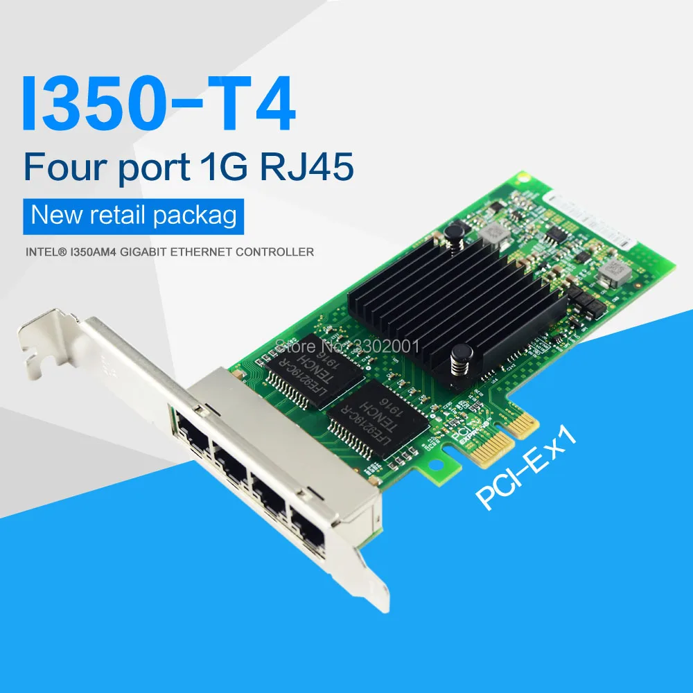 I350 T4 4 портовый гигабитный Ethernet PCI Express X1 intel I350AM4 сетевая карта|Сетевые карты| |