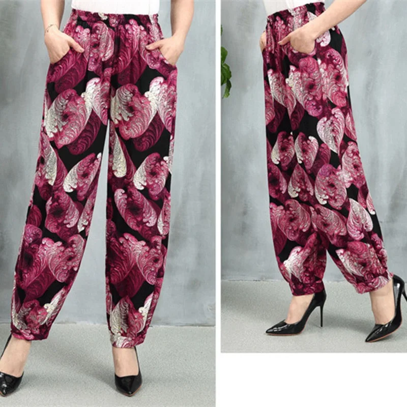 Женские винтажные широкие шаровары размера плюс 5XL с цветочным принтом Летние