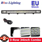 Автомобильная светодиодная подсветильник ка, 34 дюйма, 3 ряда, прожектор для автомобиля, трактора, лодки, полноприводного автомобиля, 4x4, грузовика, кроссовера, квадроцикла, дальнего света, 12 В