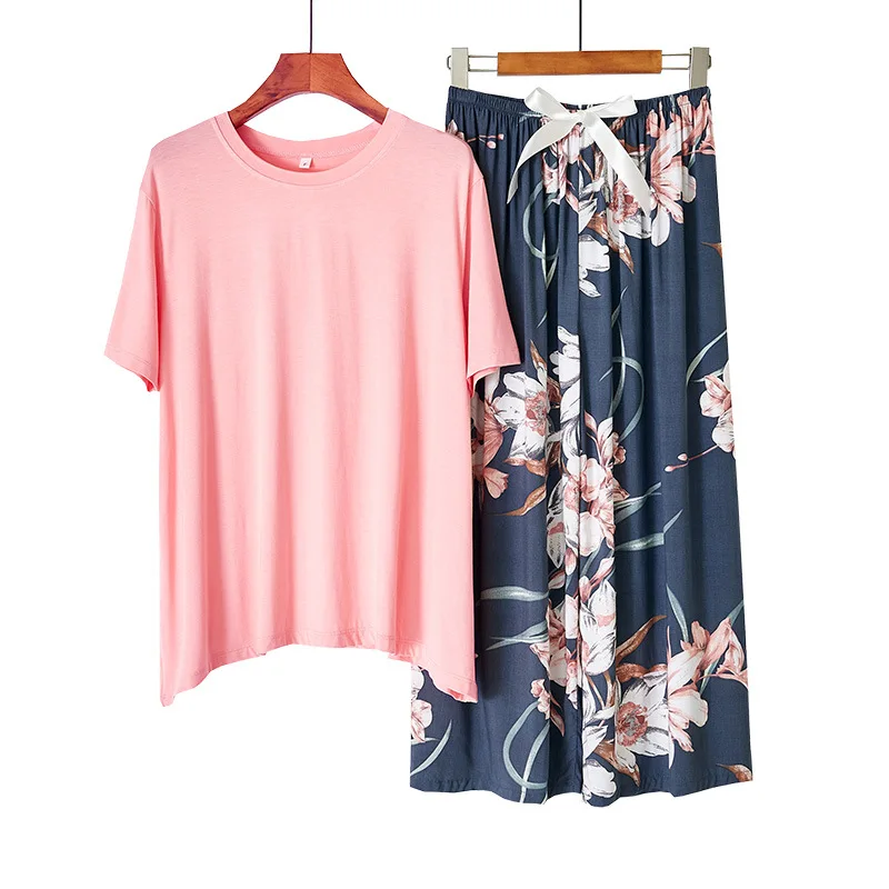 

Pajamas women's summer ultra-thin cotton silk mother's home service suit can be worn outside middle-aged home service