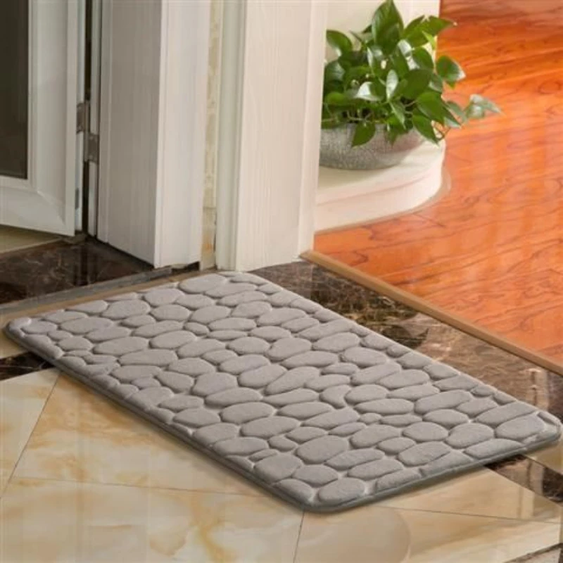 

Rebound Memory Bathroom Bath Mat Thicken Foam Embossing Stones Toilet Rugs Anti-skid Bathtub Side Wash Basin Floor Carpet Print