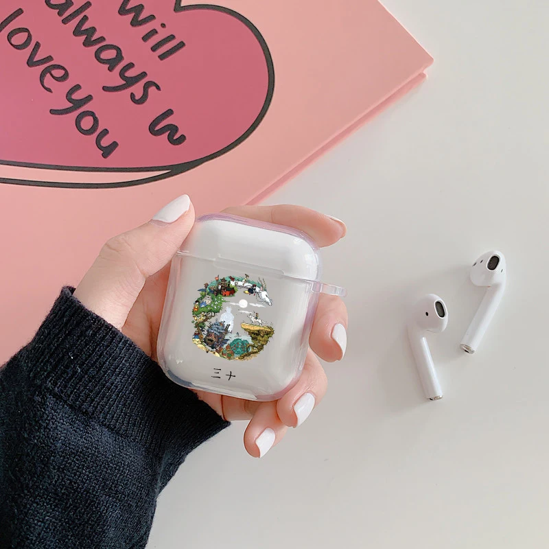 Чехол для Airpods 2 1 Miyazaki Totoro из японского мультфильма прозрачный мягкий силиконовый
