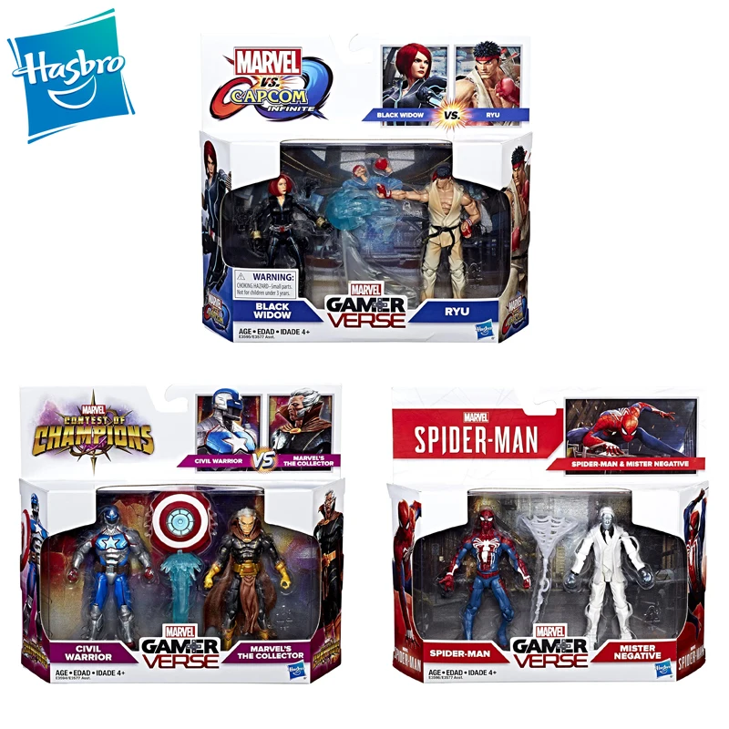 

HASBRO Marvel GamerVerse 2 шт фильм Черная Вдова Человек-паук коллекционер мистер отрицательные действия Fingure Коллекция Модель игрушки Детский подарок