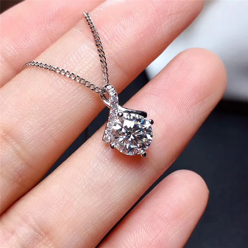 LeeChee Moissanite подвеска 1CT 6 5 мм VVS Lab бриллиантовое ожерелье для подруги подарок на