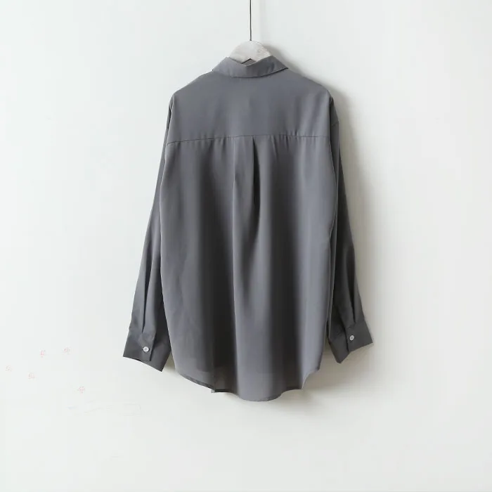 Модная блузка 2021 из атласа с длинным рукавом винтажная Женская шелковая V