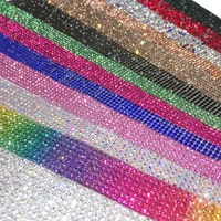 ss6 2mm ab colors full glass crystal rhinestone self adhesive mesh applique banding roll sticker sheet garment shoes diy trim