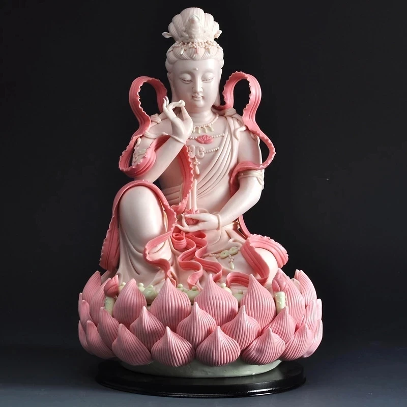 

Декоративная керамическая статуя богини лотоса Сидящая Гуаньинь, для буддизма, скульптура из фарфора, Гуань Инь, Милосердный Будда