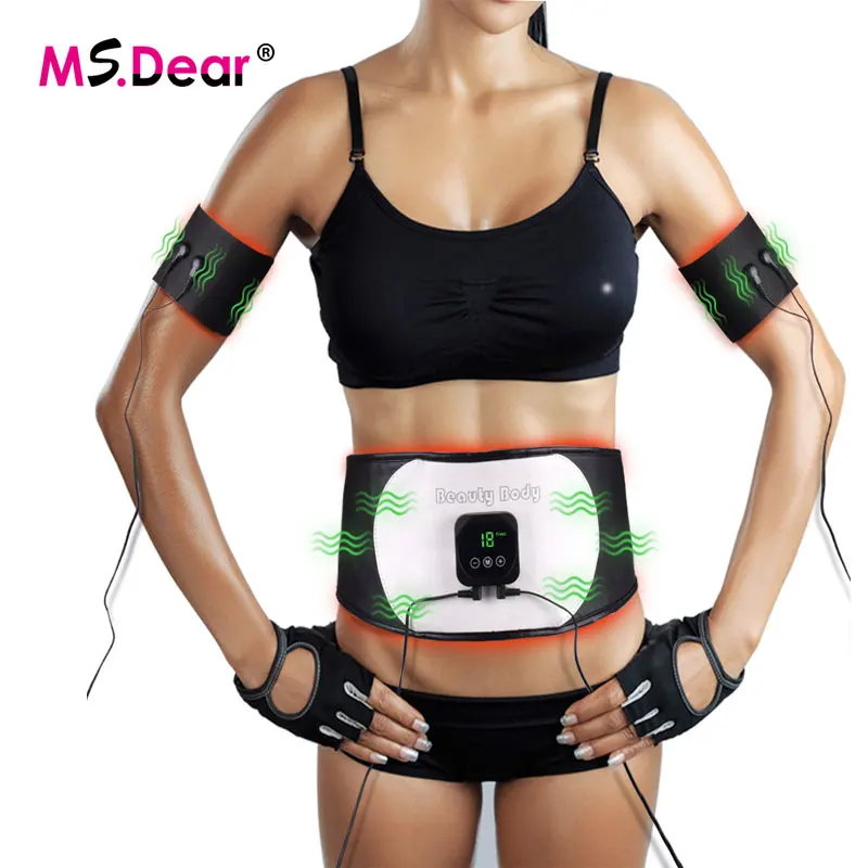 Электрический EMS стимулятор мышц Тренажер для брюшного пояса потеря веса пояс
