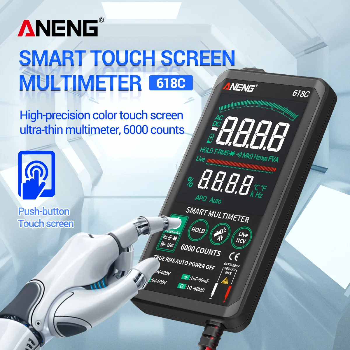 Цифровой мультиметр ANENG 618A/B/C Звуковой Измеритель непрерывности True RMS