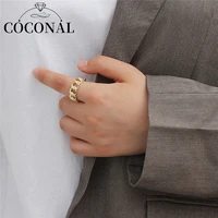 coconal gold color plating chain shape ring 7 mm wide unisex vintage gothic chunky midi ring antique creative jewelry accessory