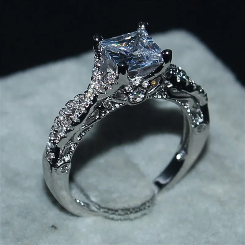 Романтическое антикварное женское кольцо AAAAA квадратное циркониевое Cz 925 Anillos