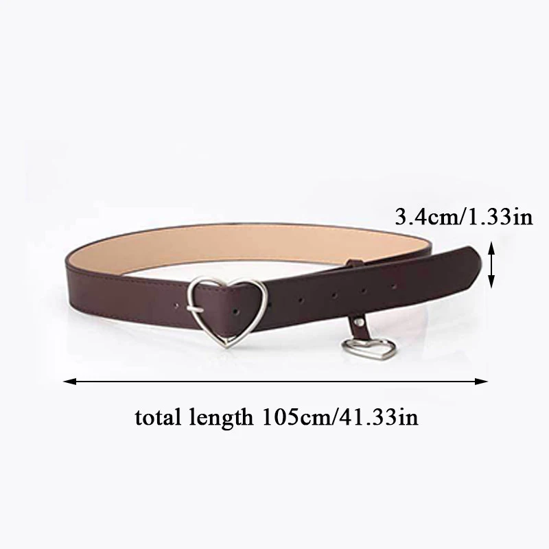 

Heart-shaped Pendant Wide Waist Belt Alloy Heart Pin Buckle Retro Jeans Simple Decorative Waistband Women PU Leather Belt