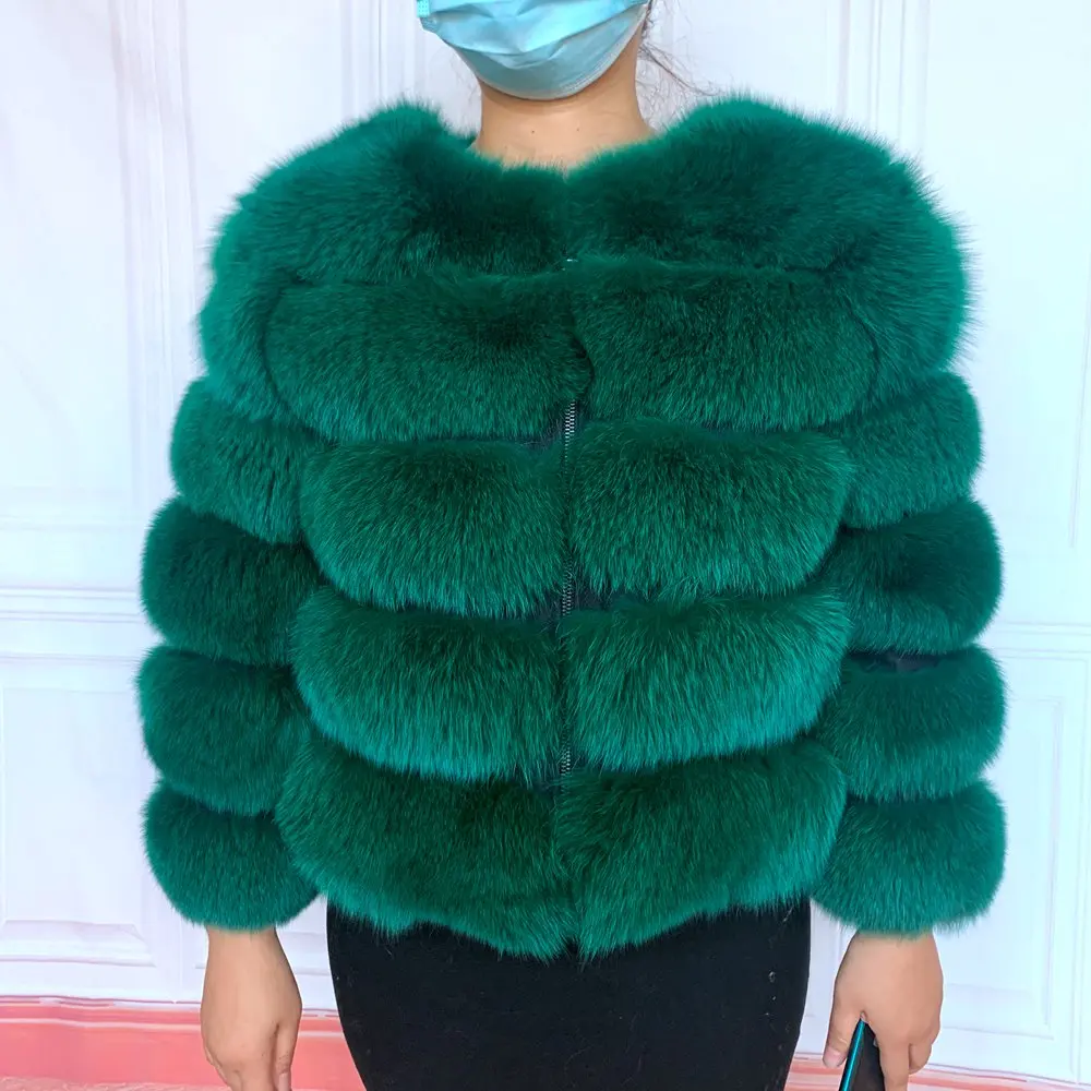 NEW style real fur coat 100% natural fur jacket female winter warm leather fox fur coat high quality fur vest Free shipping