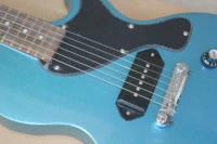 order booking 6 strings guitarmahogany body metal blue guitarfixed bridge chrome buttonsplane guitarp90 pickup