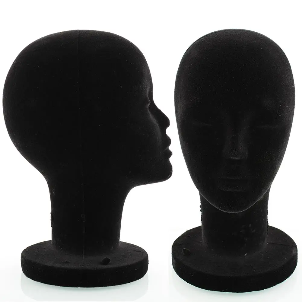 Женский пенопластовый манекен черный 54 см Головной убор для волос Дисплей парика