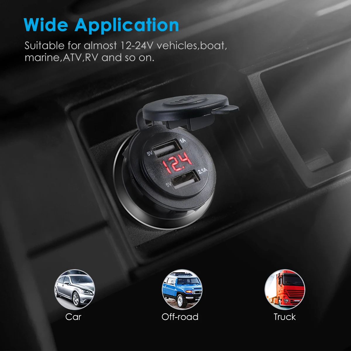 Водонепроницаемый пылезащитный 12 В/24 двойной USB порт розетка для автомобильного