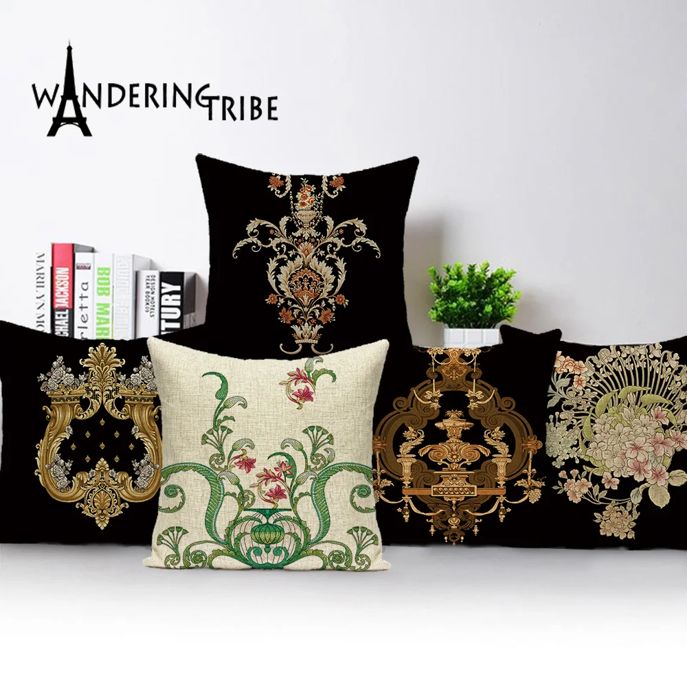 Потертая искусственная наволочка растительный декор из полиэстера винтажный