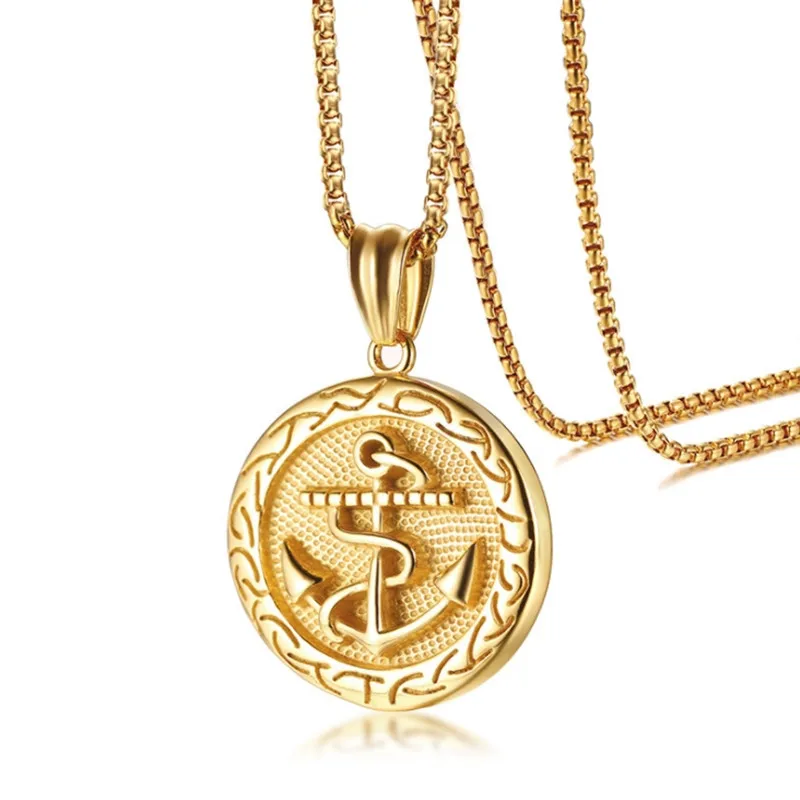 Модный мужской аксессуар ювелирные изделия золотой кулон с якорем из титановой