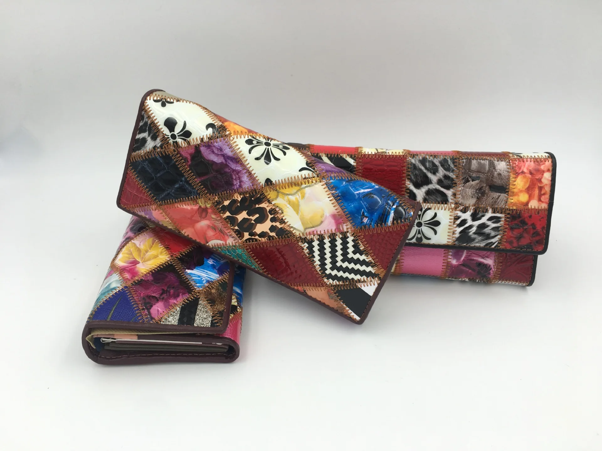 

Ethnic Style Leather Stitching 2021 Ladies Wallet Coin Purse Multi-purpose Women's Bag Hand Portable Coin Purse Wallet Women
