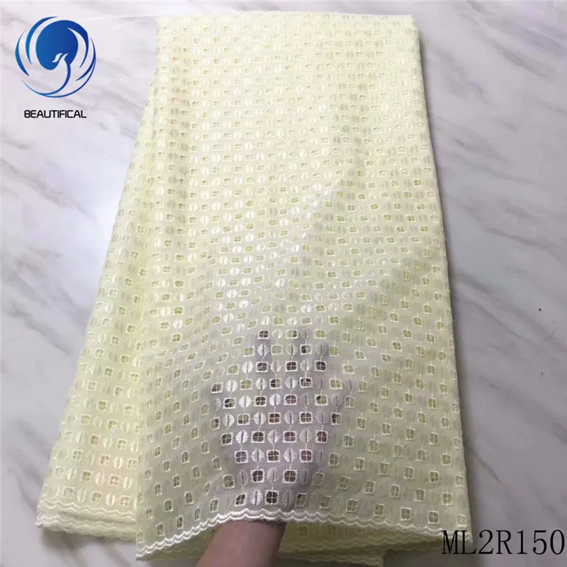 

Красивая африканская кружевная ткань, Новое поступление, нигерийская хлопковая кружевная ткань, вуаль, кружево для одежды, 5 ярдов, ML2R150