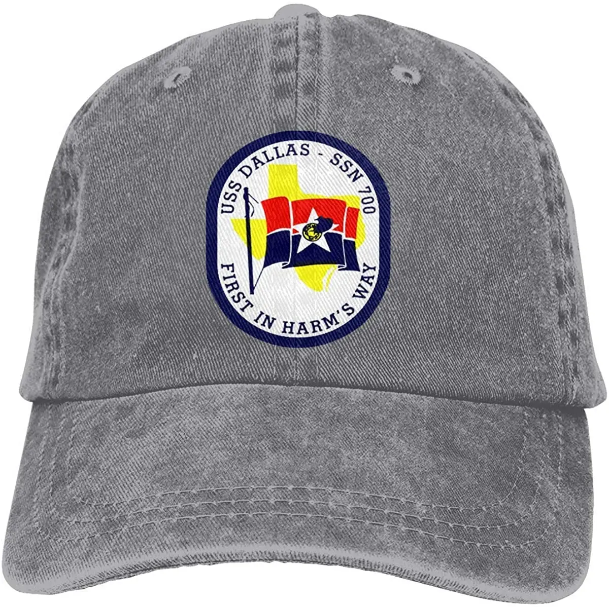 

U-S-S Dal-las SSN-700 Unisex Adjustable Classic Baseball Cap Washed Cowboy Hat Retro Denim Cap