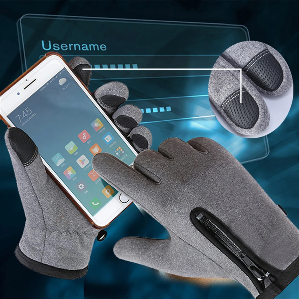 Теплые бархатные перчатки водонепроницаемые ветрозащитные утепленные