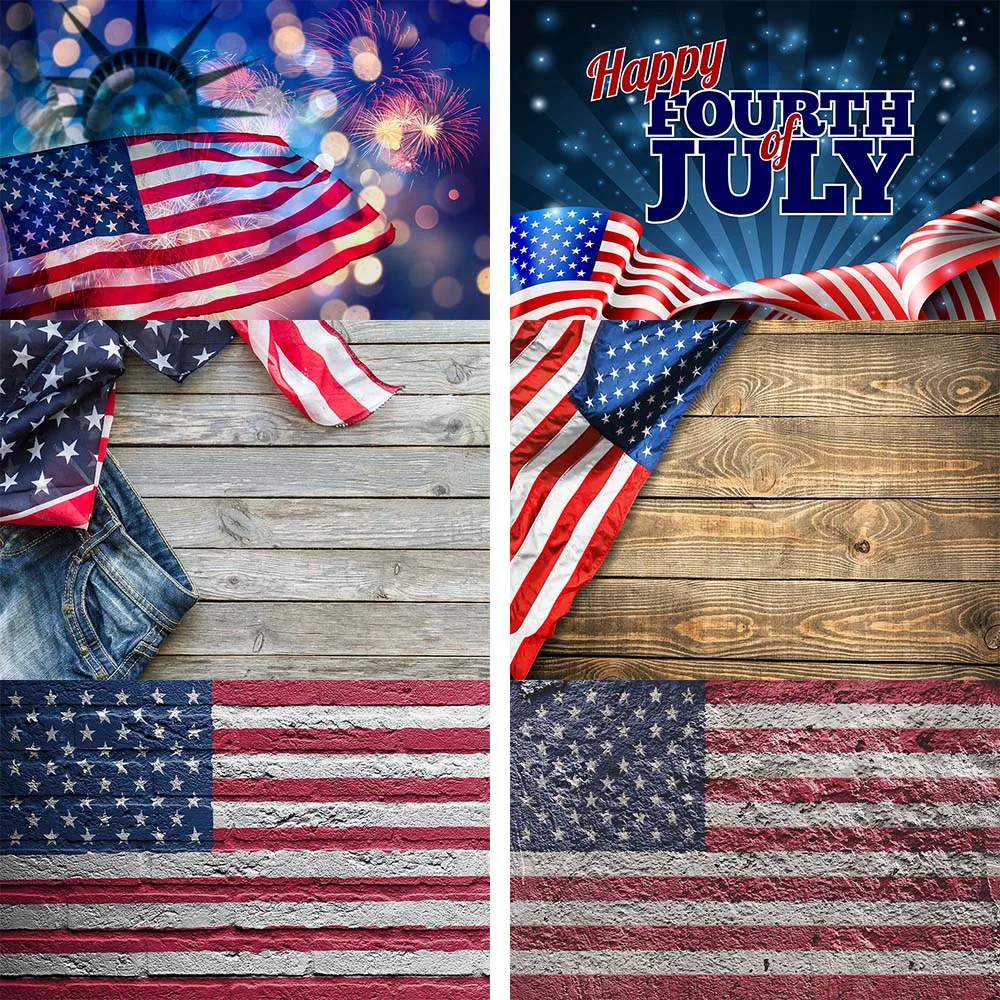

Customized Vinyl Photo Background Statue Liberty USA Happy Independence Day Flag Custom Photo Studio Background Backdrop