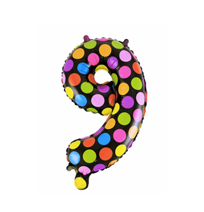 Цветные фольгированные шары в горошек цифры 0 1 2 3 4 5 6 7 8 9 виде фигурок мячи для