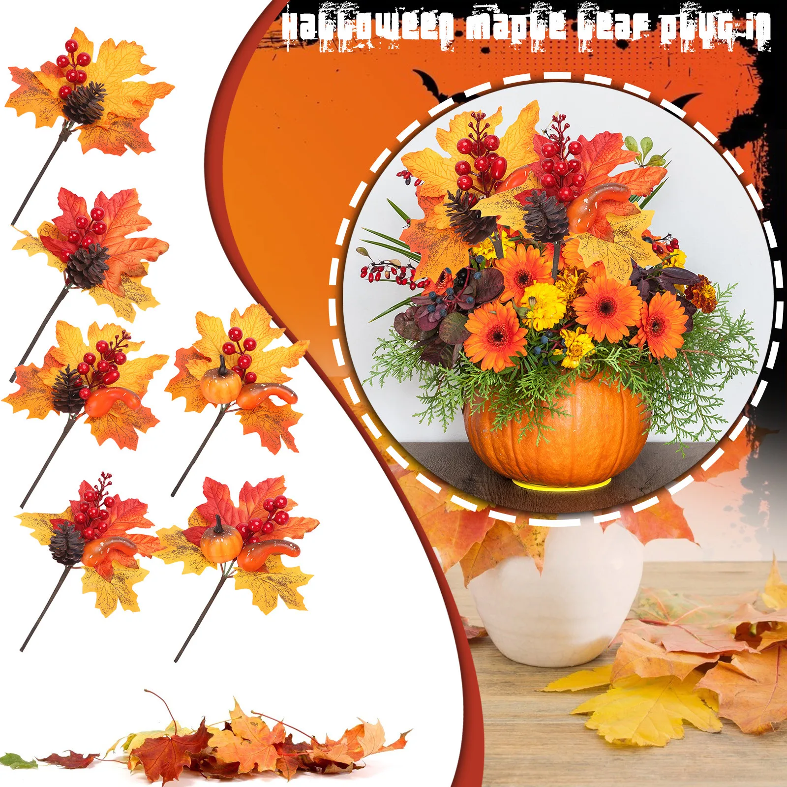 

Венок урожая на День Благодарения, тыква, ягоды, кленовые листья, тематический висячий осенний дверной венок, знак приветствия