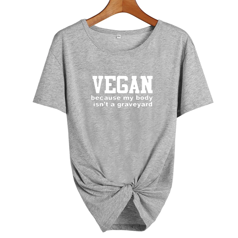 Vegan, потому что My Body is't A Graveyard, футболка, забавные веган, Harajuku, говорящие животные, любовник, хипстерский слоган, принт, хлопковая футболка