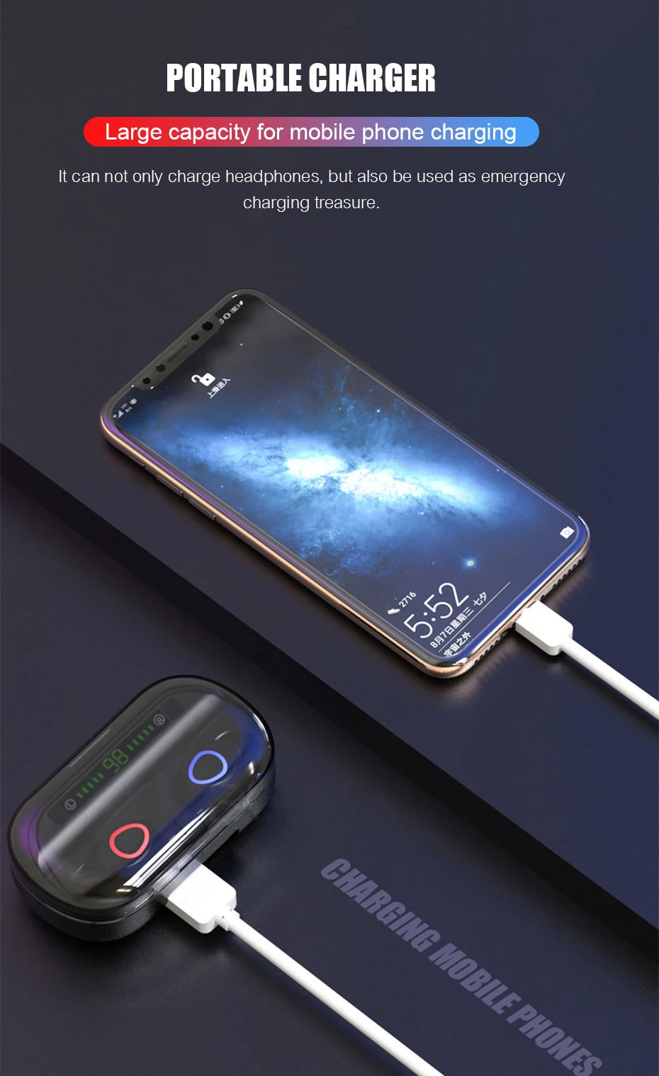 Новые TWS 5,0 Bluetooth наушники 8D стерео беспроводные наушники мини беспроводные наушники с 1500 power Bank держатель телефона