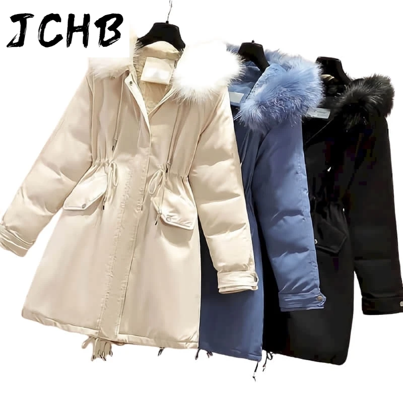 

2021 Winter New Cotton Jacket Women Plus Size Loose Long Korean Style Coats