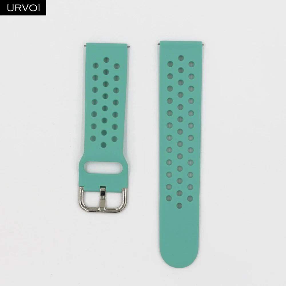 Mint green URVOI силиконовой лентой для Galaxy Watch Active/42/46 мм шестерни ремешок для спортивных часов для HUAWEI GT быстроразъемные контакты мягкий сменный 20/22 мм - Цвет ремешка: Mint green