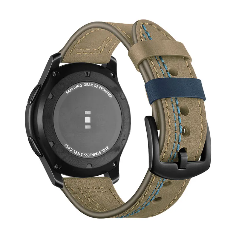 Ремешок из натуральной кожи для samsung galaxy watch 46 мм S3 Frontier/классический ремешок huami Amazfit huawei 2 классические часы gt браслет