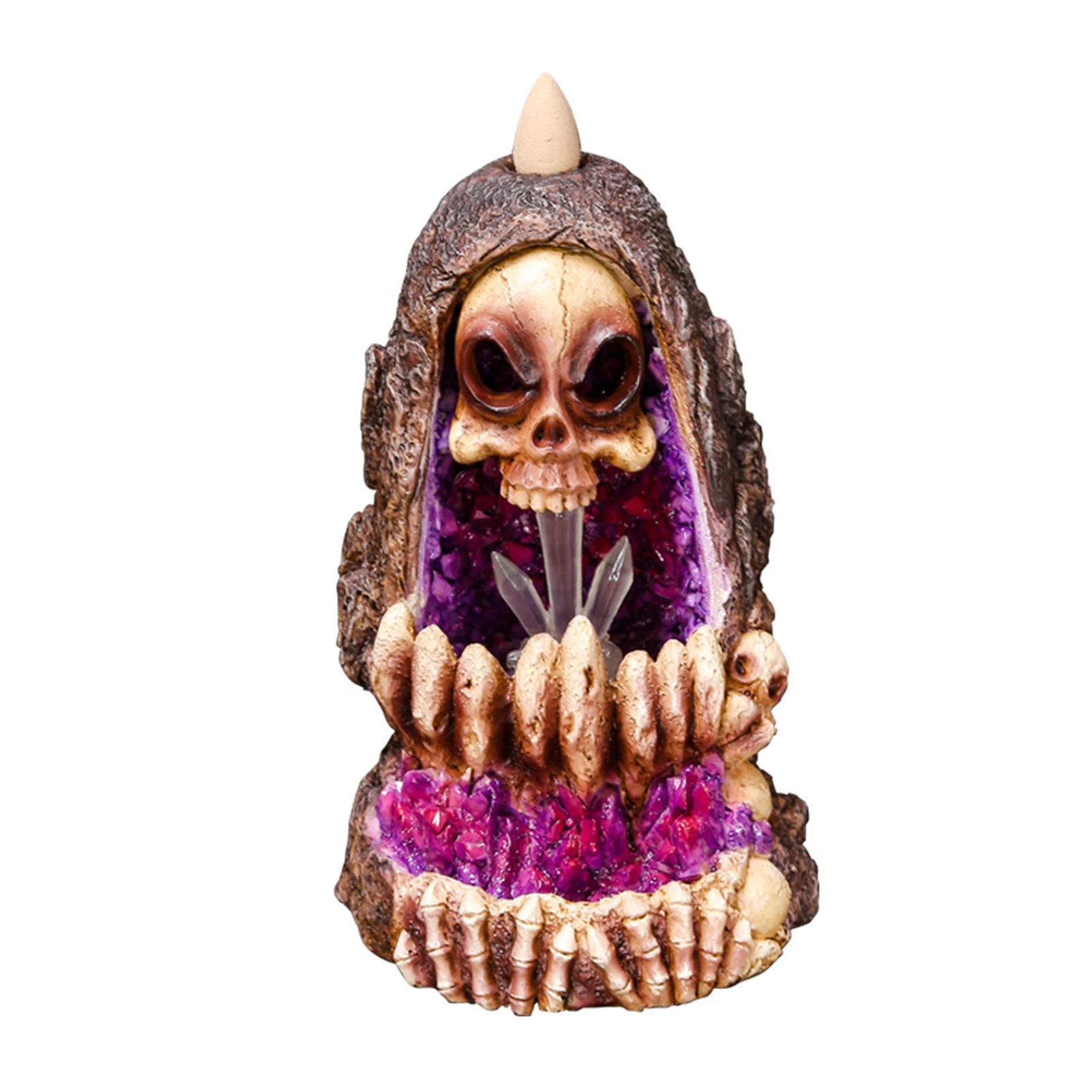 

Backflow Incense Burner Skull Shape Incense Holder With LED Light Home Decoration Fresh Air Exquisite Appearance Handmade