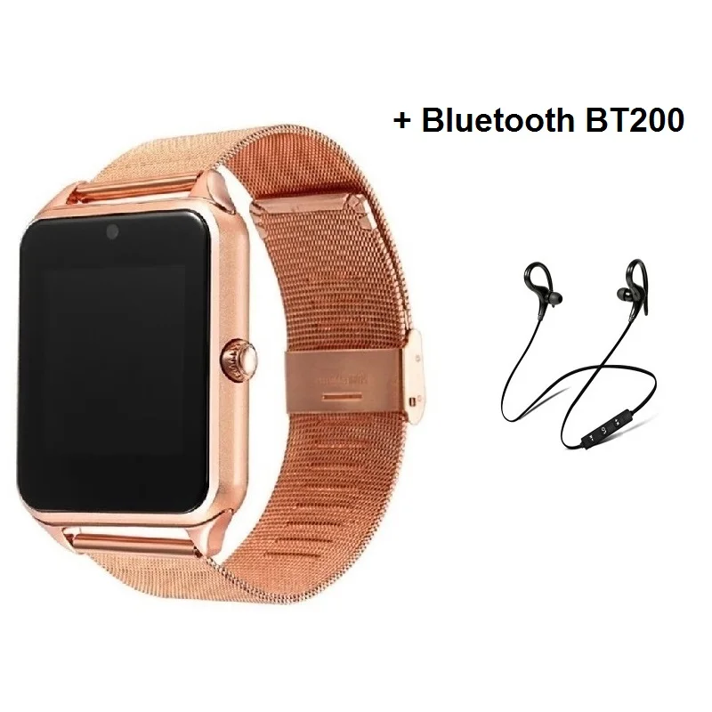 With BT200 Лидер продаж Bluetooth Смарт часы Z60 для мужчин и женщин Bluetooth 2G Smartwatch Поддержка наручные часы с SIM для IOS Android 16 ГБ TF Bluetooth - Цвет: With BT200