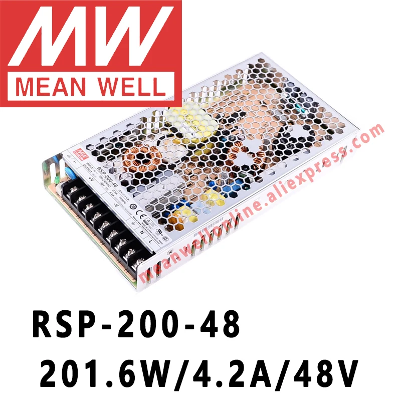 Блок питания с функцией PFC серии Mean Well RSP-200, 5 В/12 В/15 В/24 В/48 в пост. Тока, 200 Вт, с одним выходом