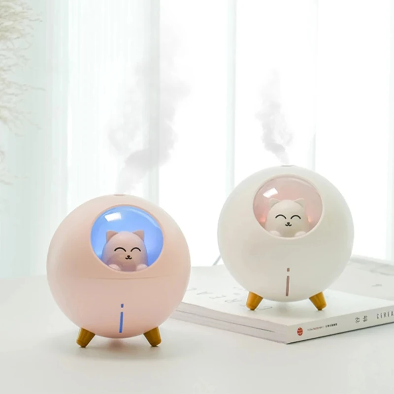 

Air Humidifier 220ml Planet Cat Ultrasonic Cool Mist Aroma Air Oil Diffuser Romantic Color LED Lamp USB Humidificador Lovely Pet