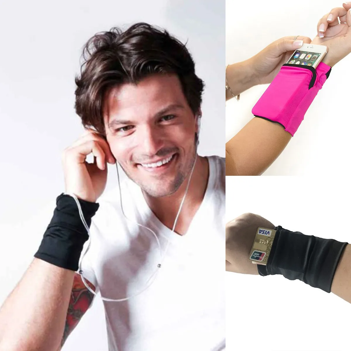 

Wrist Wallet Travel Women Men Pouch Portable Pocket Key Zipper Sport Wrist Belt