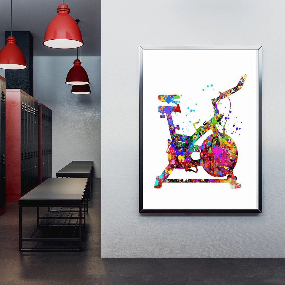 Плакаты с цветными рисунками для упражнений в помещении велосипед мужчина