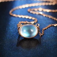 18k rose gold pendant necklaces for women sapphire bule gemstone bear pendant cute jewelry bijoux office gift for girl friend