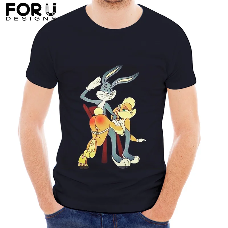 

FORUDESIGNS 2021 T-shirt for Men Sexy Lola Rabbit Printed Summer Breathable Casual Short Tops Male Loose Shape Tee Couple Outfit