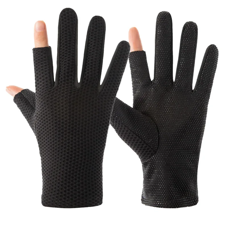 1 пара Нескользящие рыболовные перчатки для сенсорного экрана 2 Cut Пальцы Гибкая