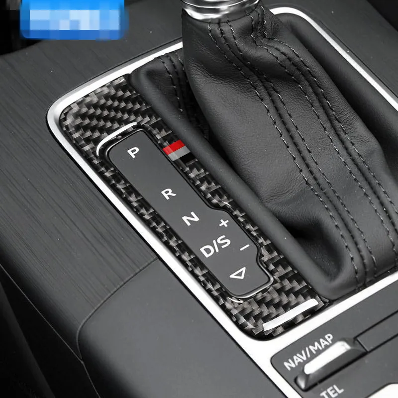 

Панель переключения передач для салона автомобиля из углеродного волокна, Кнопочная рамка, автомобильные наклейки и наклейки для Audi A3 S3 ...
