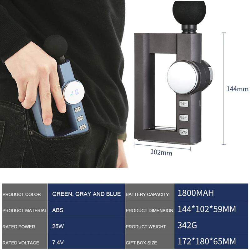 

Mini Portable Massage Gun With Hot Compress Function Electric Body Deep Tissue Massager Pain Muscle Relief New Products
