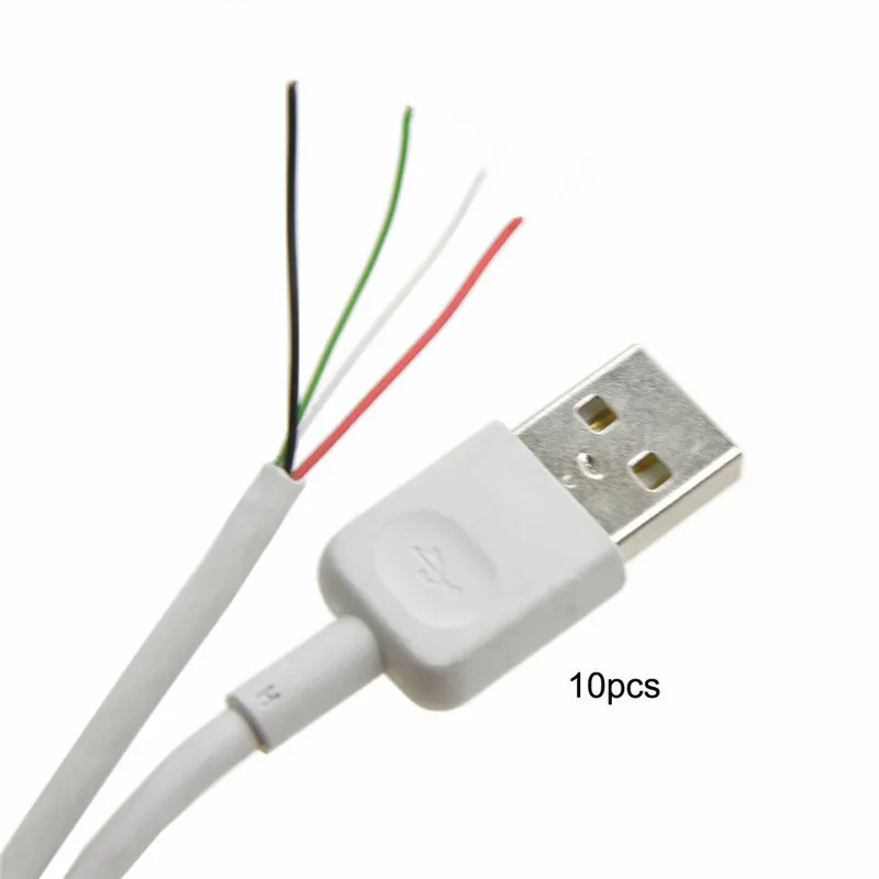 10 шт./лот USB 2 0 A Тип папа к 4 провода открытый кабель с оплёткой щит для DIY OEM Белый 70