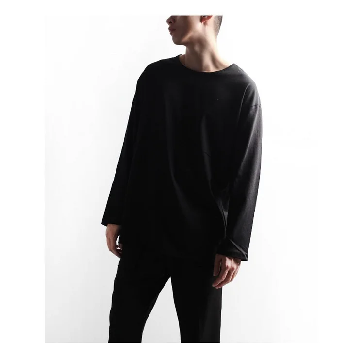 

Early autumn thin jacket men's t-shirt men's solid round neck Pullover
